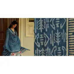 Indigo grounds ~ Batic Indigo * Chanderi Dupatta * 1 * { Organic Indigo }